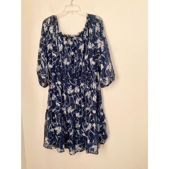 Ryan Michelle Women's Dress Size XL Dark Navy Blue Floral Off The Shoulder NWOT - Picture 4 of 7